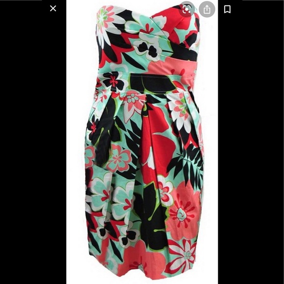 Teeze Me Dresses & Skirts - Teeze Me Tropical Print Strapless Dress